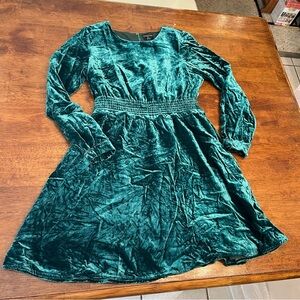 Crewcuts Velvet Green dark teal Kids Dress size 14